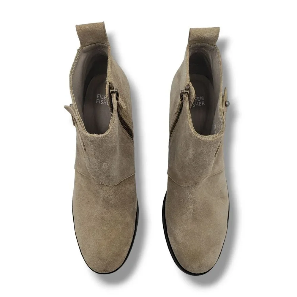Eileen‎ Fisher Tinker Wedge Bootie Womens 11 Grey Suede